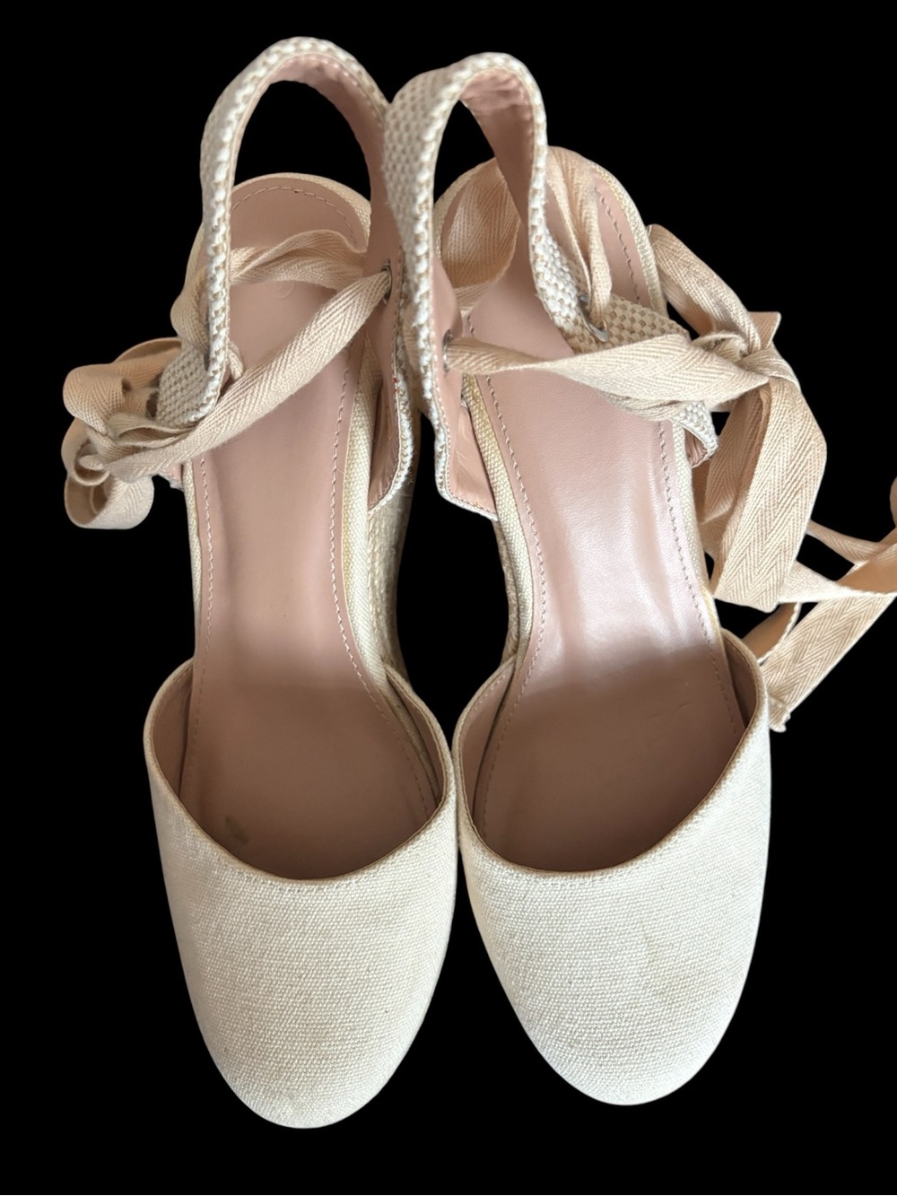 ZBY-Ivory Lace-Up Espadrille Heels-size 8